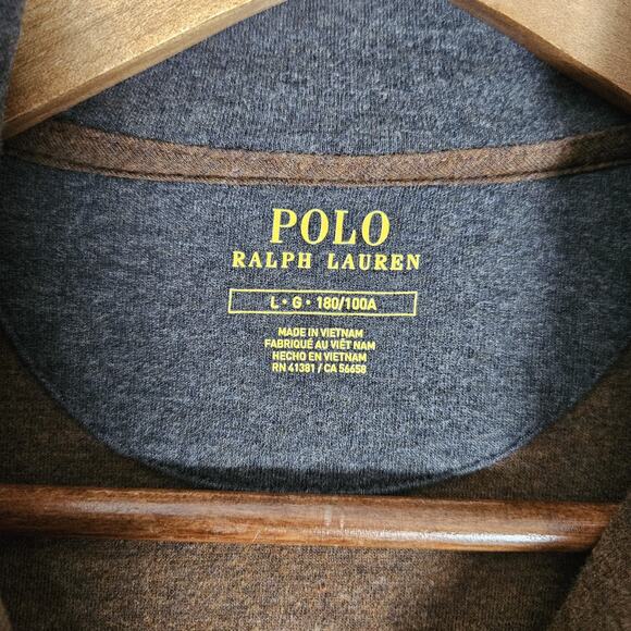 Polo Ralph Lauren Sweatshirt Mens Large Heather Brown 1/4 Zip Preppy Soft - Picture 3 of 11